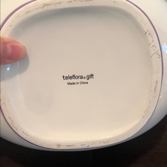 # 0864+ Floral Ceramic Basket with Handle - Picture 5 of 6